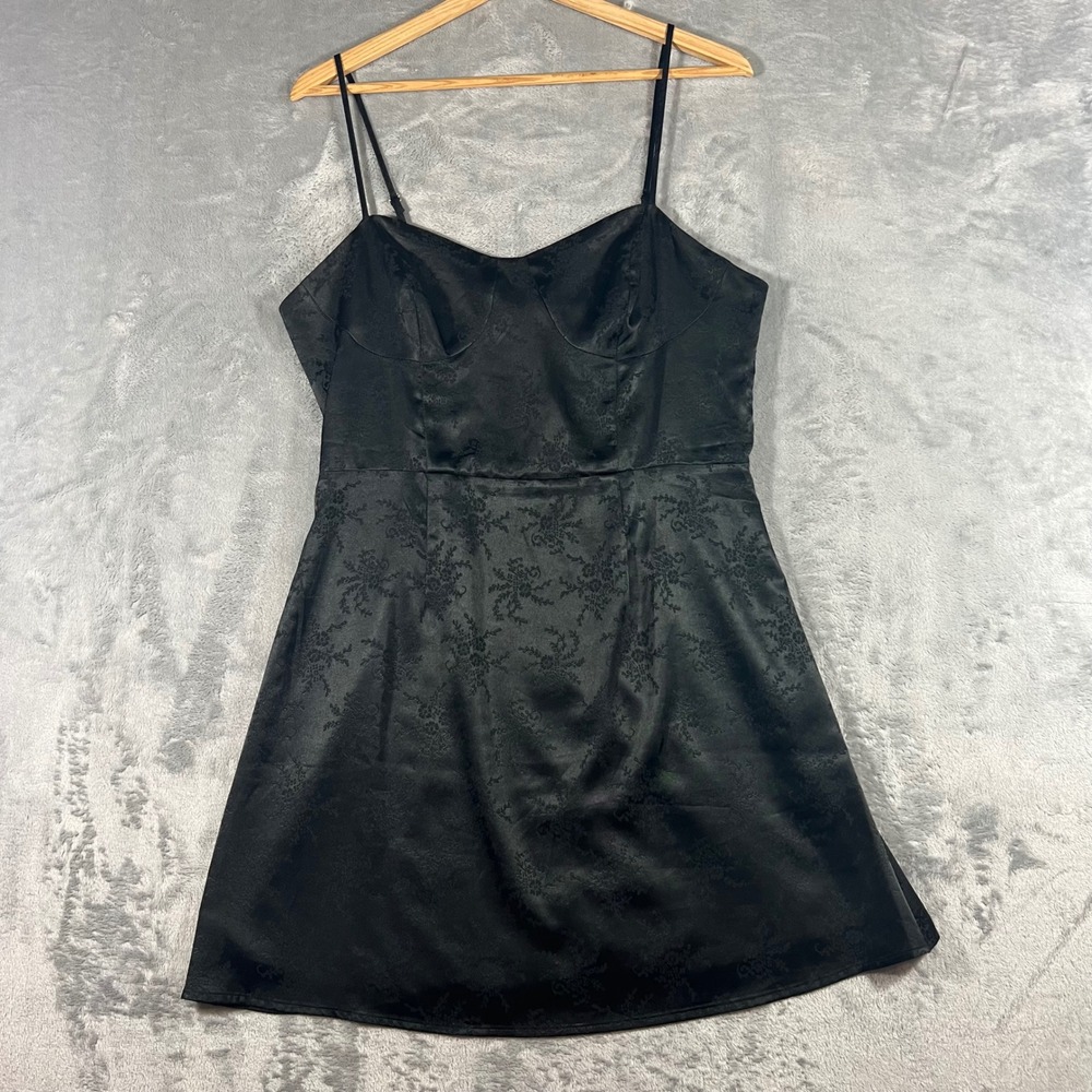 BP. Floral Jacquard Mini Dress Womens M Black Bustier Satin BP462350MI Chic Date